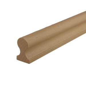 Beuken houten trapleuning met sleutelgatprofiel 40 x 60 mm en gladde afwerking voor blinde montage.